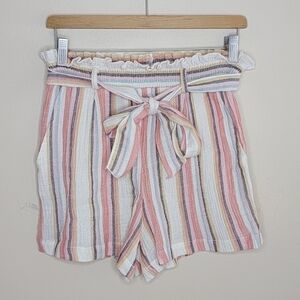 NWT Evereve Roan & Ryan | Beau Striped Tie Waist Shorts Pastel Size Small